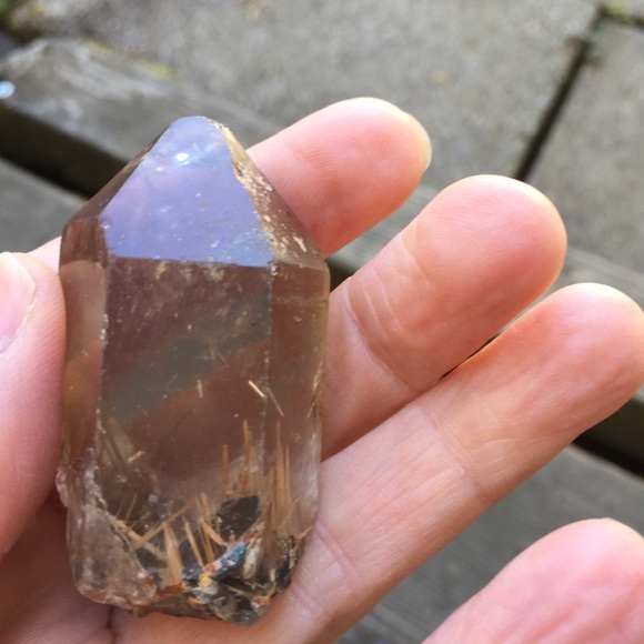 Golden Rutilated Smokey Quartz with Hematite - Picture 1 of 9